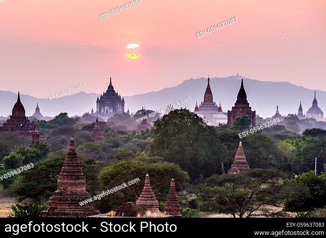 Temples of Bagan an ancient city located in the Mandalay Region of Burma, Myanmar, Asia