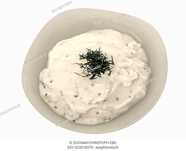 Herb quark in a bowl isolated