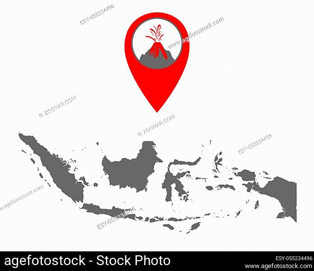 Karte von Indonesien mit Anzeiger für Vulkan - Map of Indonesia with volcano locator