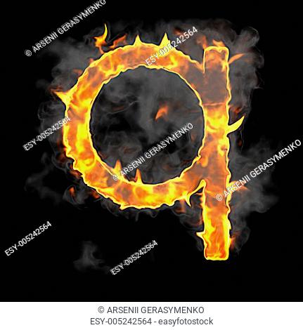 Burning and flame font Q letter