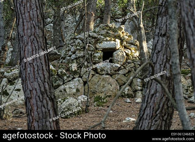 horno tradicional de piedra, bosque de Ermitas vellas, Valldemossa, Mallorca, balearic islands, Spain