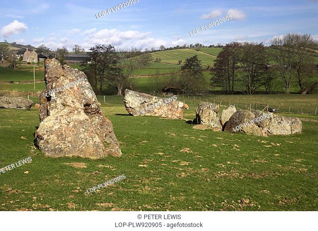 England, Somerset, Stanton Drew, Prehistoric standing stones at Stanton Drew, part of the second largest stone circle in Great Britain after Avebury