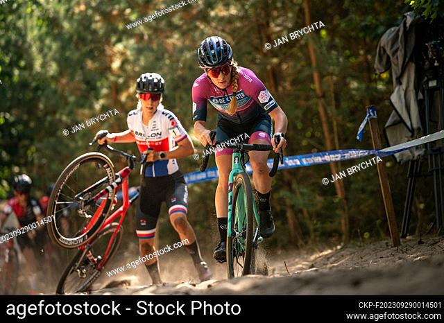 TOI TOI Cup Czech cup in cyclocross, cyclocross, women, Alicia Franck (BEL) rides in sand, Kolin, on September 28, 2023, Kolin, Czech republic