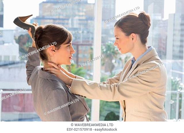 Businesswomen having a violent fight