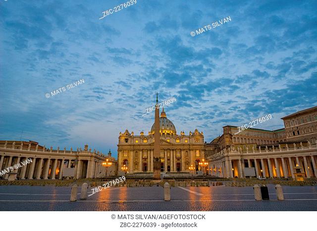 Vatican City in dusk in Rome, Italy