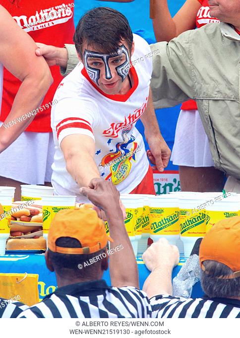 The Annual World-Famous Nathan's International Hot Dog Eating Contest in Coney Island, Brooklyn Featuring: Tim Janus Where: Brooklyn, New York