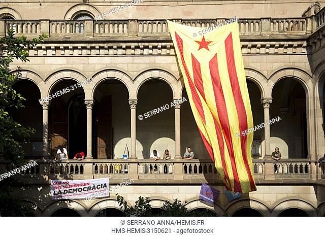 Spain, Catalonia, Barcelona, Referendum 1st October 2017, 23rd of September, students occupy the University of Barcelona
