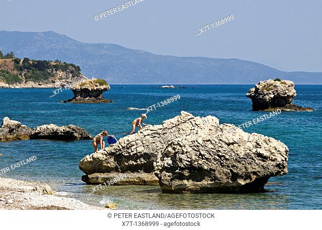 One of many interesting and picturesque beaches between Skala and Poros on Kefalonia's South-eastern coast, Ionian islands, Greece