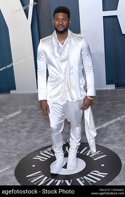 Usher attends the Vanity Fair Oscar Party at Wallis Annenberg Center for the Performing Arts in Beverly Hills, Los Angeles, USA, on 09 February 2020