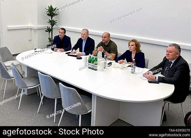 RUSSIA, MOSCOW - DECEMBER 21, 2023: The headquarters' co-chairman, Russian actor Vladimir Mashkov, artistic director of Moscow's Oleg Tabakov Theatre