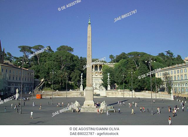 Flaminio Obelisk, Piazza del Popolo, Rome (UNESCO World Heritage List, 1980), Lazio, Italy. Egyptian civilisation, 13th century BC