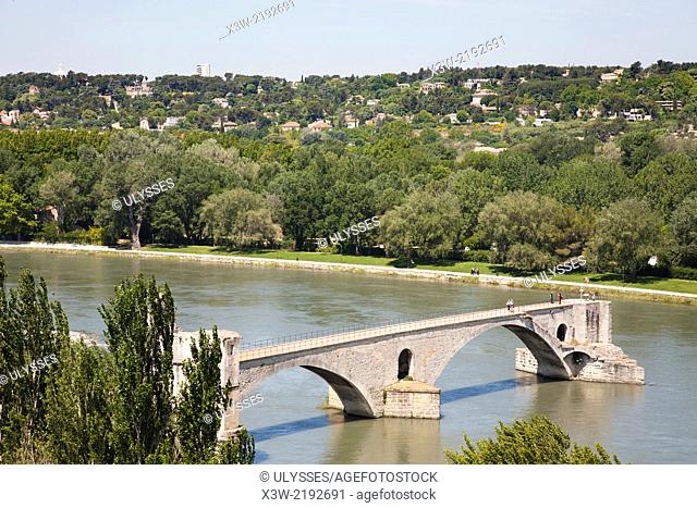 pont saint benezet and rhone river, avignon, provence, france, europe