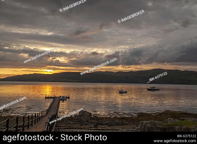 Sunset over Loch Na Keal, Isle of Mull, Scotland, United Kingdom, Europe