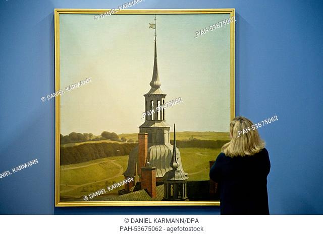 One of the small towers of Frederiksborg Palace (1834/1835) by Christen Kobke is on display during the special exhibition ""Looking Down from Above: The Bird's...