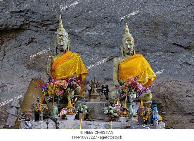 Buddhas, religion, Tham Lod Yai, Cave, Chaolem Rattanakosin, National Park, Thailand, Asia