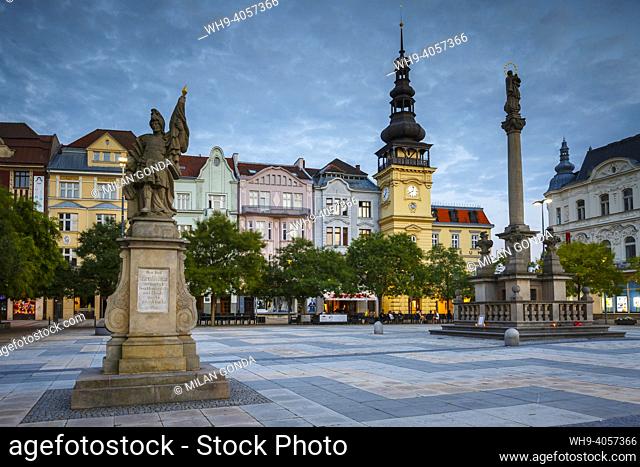 Ostrava, Czech Republic : View of the main square of Ostrava's old town at sunset.