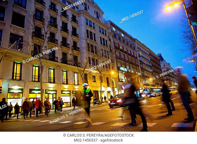 Serrano street, in the zone of Milla de Oro, the most luxury zone in Madrid to shop  Spain