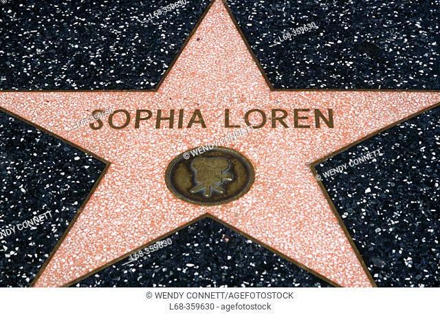 Sophia Loren's star at Hollywood's walk of fame. Hollywood Boulevard. Hollywood, Los Angeles. California. USA