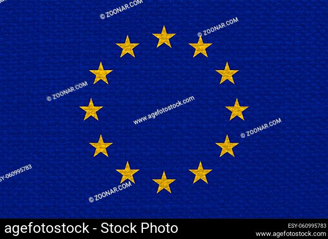 flag of the European Union (EU) aka Europe with fabric texture