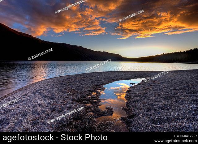 Refelction of the clouds in the water of Pend Oreille Lake in north Idaho