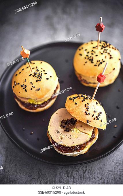 Foie gras, fig jam and truffle mini burgers