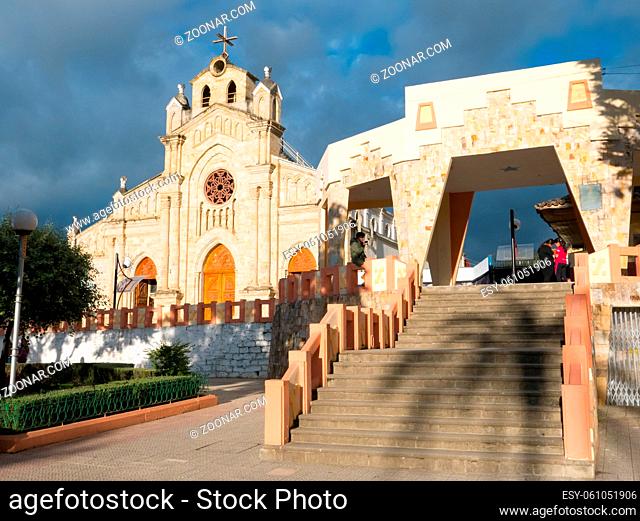 church Matriz and central park Saraguro Ecuador
