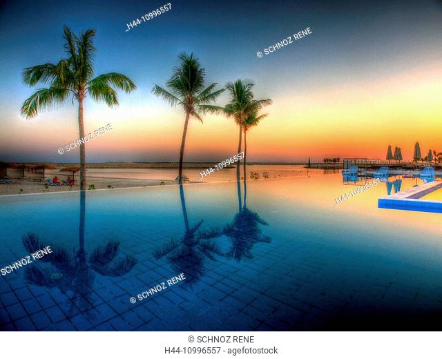 Swimming pool, sundown, sunset, Oman