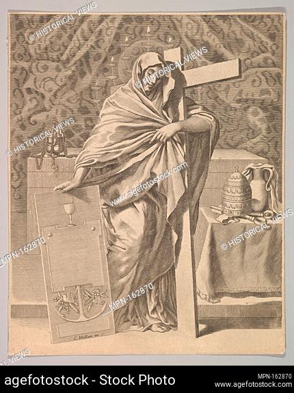 Personification of Faith. Artist: Claude Mellan (French, Abbeville 1598-1688 Paris); Date: 1642; Medium: Engraving; second state of three (copy in reverse);...