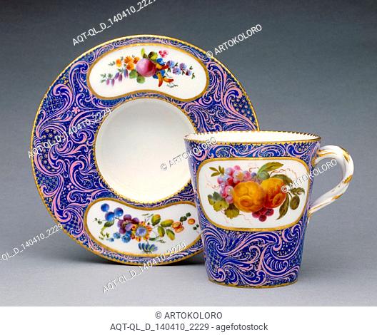 Cup and Saucer (gobelet et soucoupe enfoncé, première grandeur); Sèvres Manufactory, French, active 1756 - present; 1761; Soft-paste porcelain