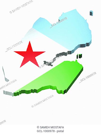 map and flag of Djibouti