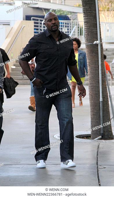 American football defensive end, Marcellus Wiley arrives at the Lakers v Clippers game at Staples Center Featuring: Marcellus Wiley Where: Los Angeles