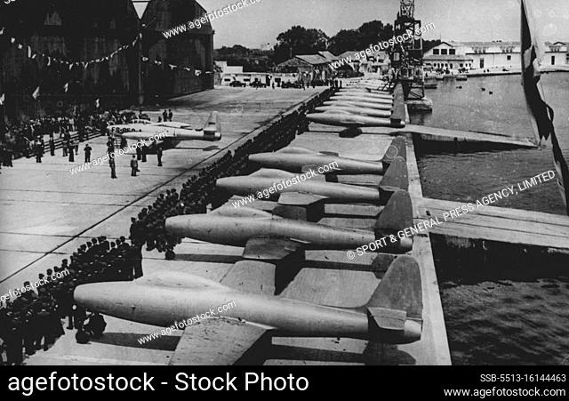 American Jet Fighters For Italy -- A general view of the scene at Brindisi during the handing over ceremony of a number of jet aircraft from the U.S