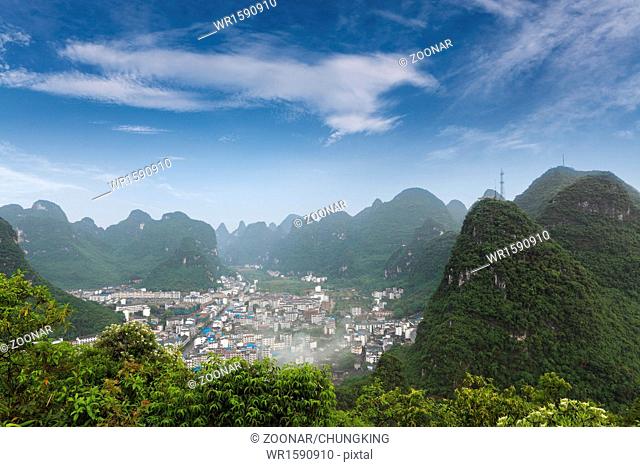 beautiful karst mountain landscape around yangshuo