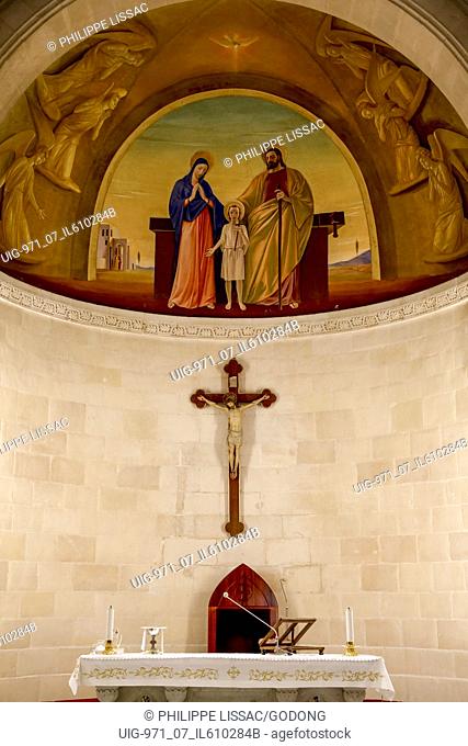 Saint Joseph's church, Nazareth, Galilee, Israel. Altar and fresco