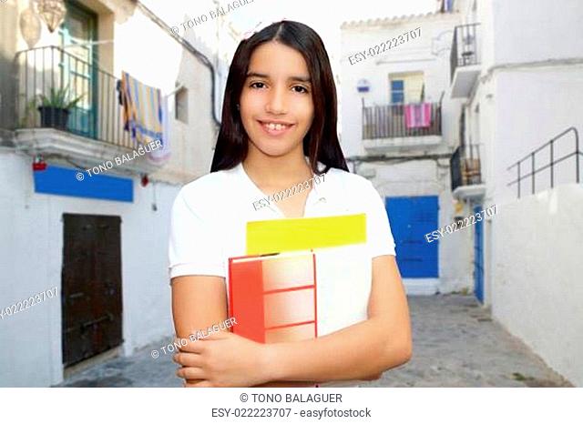 Brunette student young girl teen latin holding books