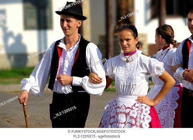 traditional dancers in local german Svab traditional dress - Annual wine harvest festival  szuret fesztival   Hajos  Hajós, Hungary