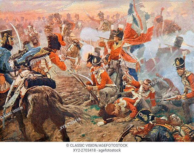 The Battle of Quatre Bras, Belgium, 16 June 1815. From The Century Edition of Cassell's History of England, published c. 1900