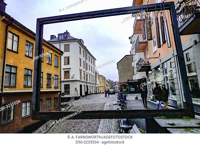 Stockholm, Sweden Pedestrians on Bellmansgatan in the heart of Sodermalm island