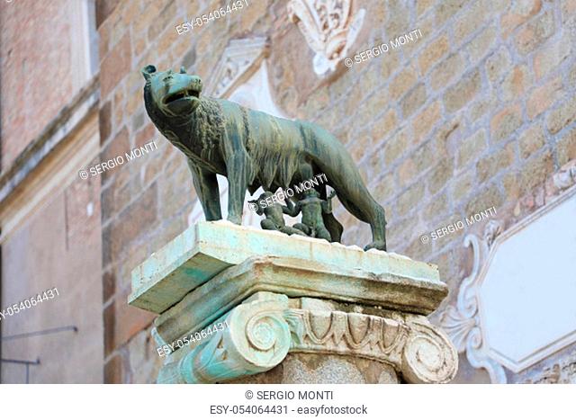 Old statue of Capitoline Wolf on Capitoline Hill, Rome, Italy