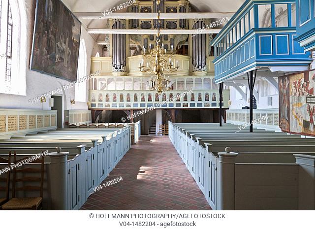 The interior of the St. Bartholomaeus church in Mittelnkirchen, Lower Saxony, Germany, Europe