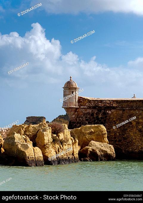 LAGOS, ALGARVE/PORTUGAL - MARCH 5 : Fort Ponta da Bandeira in Lagos, Algarve Portugal on March 5, 2018
