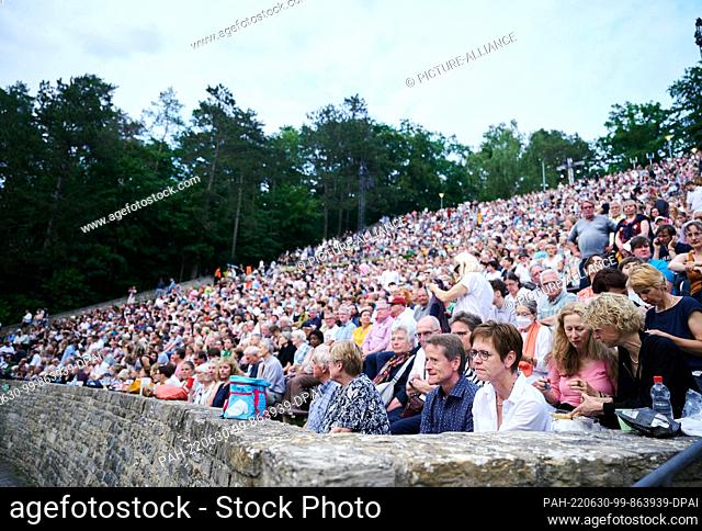 25 June 2022, Berlin: Mr. and Mrs. Hypki (in front) came all the way from Münsterland to see the Berlin Philharmonic Orchestra's final concert of the season