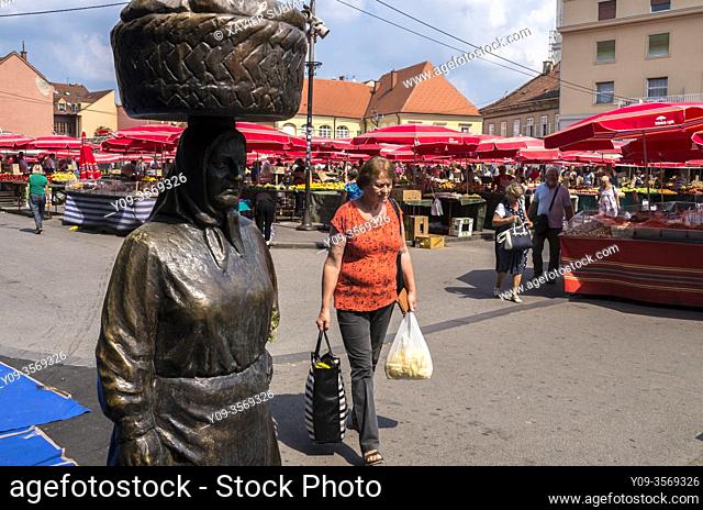 Statue of Kumica Barica, Dolac Market, Market of products of the field, Zagreb, Croatia