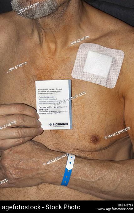 Patient with freshly inserted pacemaker, Germany, Europe