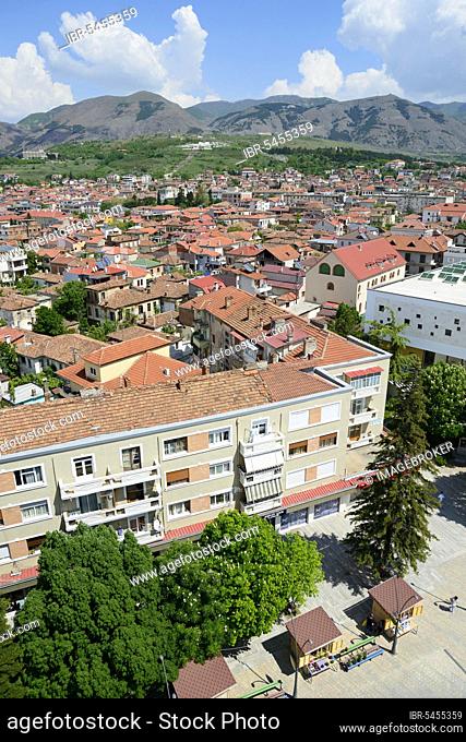 View from the Red Tower, City Centre, Korca, Korça, Albania, Europe