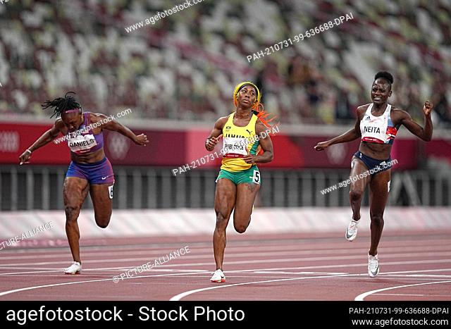 31 July 2021, Japan, Tokio: Athletics: Olympics, 100 m, women, semi-finals at the Olympic Stadium. Teahna Daniels of the USA