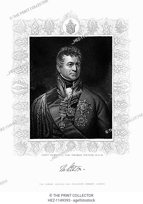 Sir Thomas Picton, British military leader, 19th century. Picton (1758-1815) was mortally wounded at the Battle of Waterloo
