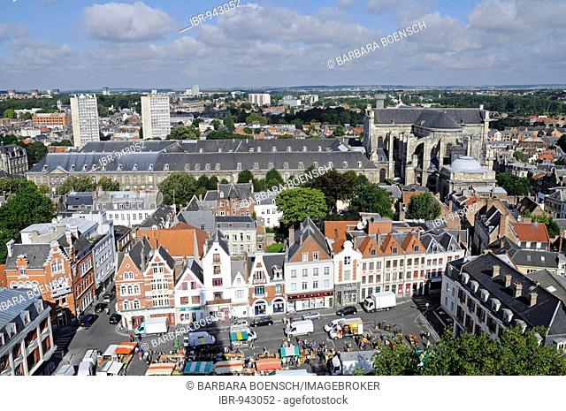 Musee des Beaux Arts, museum of fine arts, Saint Vaast cathedral, city view, overview, Arras, Nord Pas de Calais, France, Europe