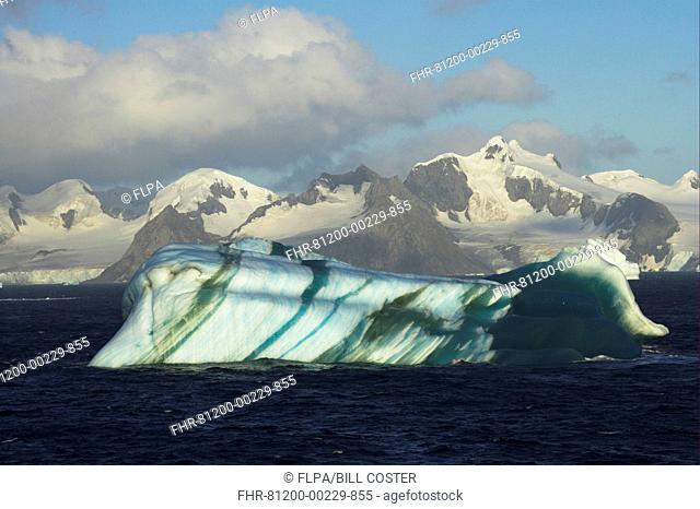 Blue green iceberg at sea, South Orkney Islands, Southern Ocean, Antarctica