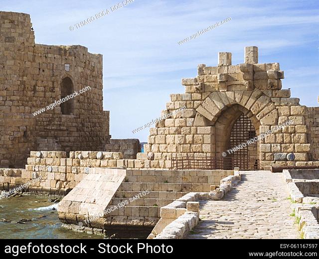 Castle of the Sea, Sidon, Lebanon, historic castle built by the Crusaders in 1228 to serve as a fortress of protection